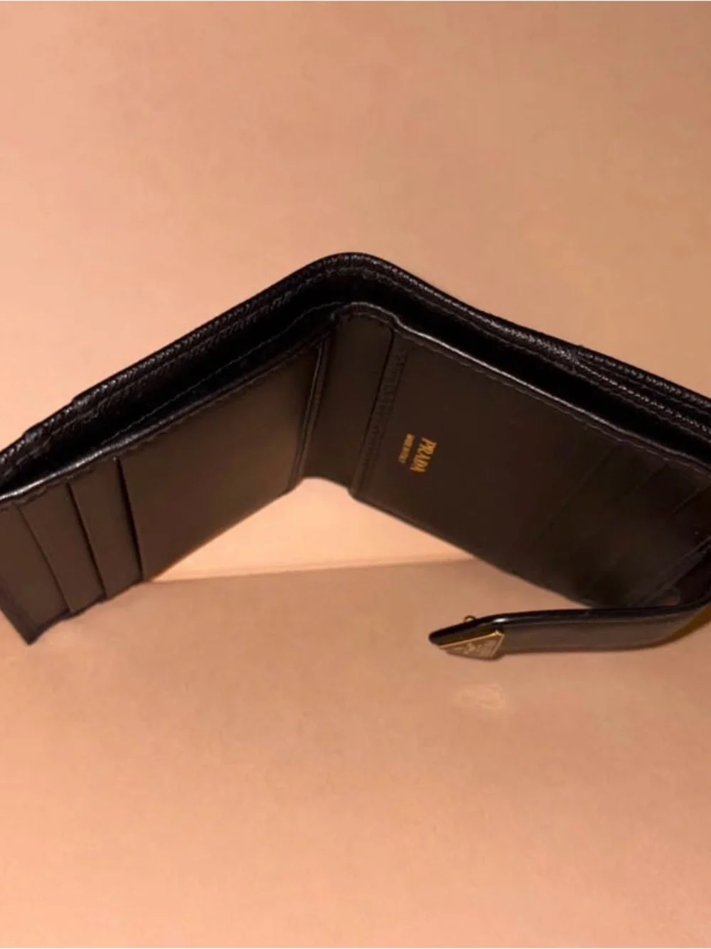Prada small saffiano and smooth leather wallet